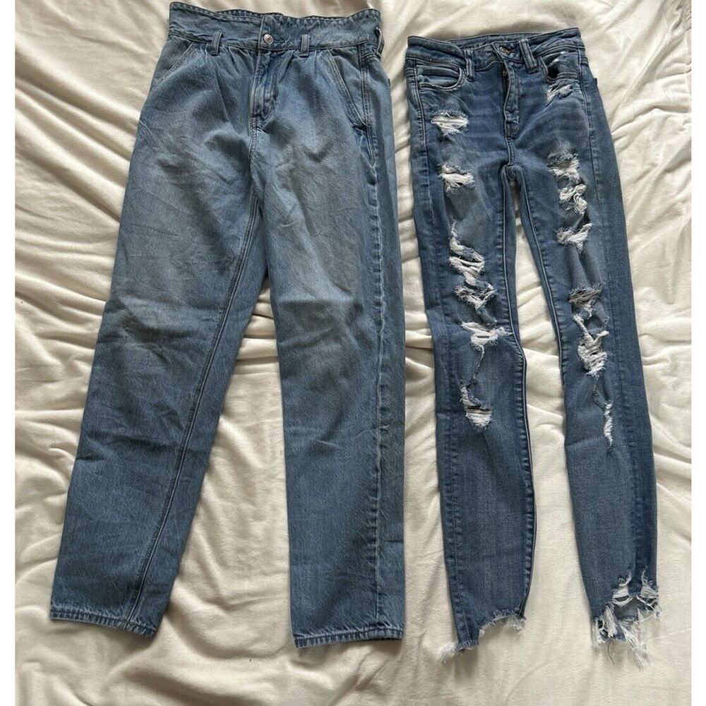 American Eagle Women’s Size 0 Next Level Stretch Straight And 80s Style Lot Of 2